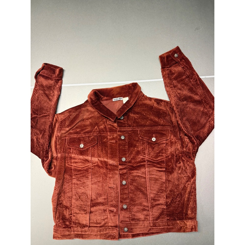 Rust Orange Corduroy Trucker Jacket Womens Petite Medium MP Cotton